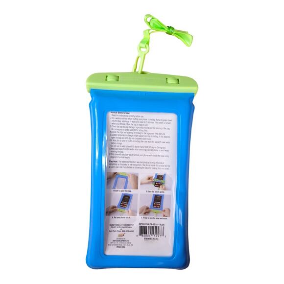 NEW IPX7 Universal Waterproof Locking Phone Case in Blue/Green - Picture 4 of 4